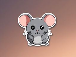 Mouse Sticker - A tiny mouse with round ears, ,vector color sticker art,minimal