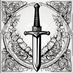 Sword and shield  ,tattoo design, white background