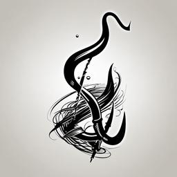 Hook Tattoo-Bold and dynamic tattoo featuring a fishing hook, perfect for fishing enthusiasts and those who appreciate the sport.  simple color vector tattoo