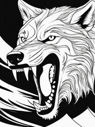 Wolf Coloring Pages - Fierce wolf showing its teeth  simple coloring pages