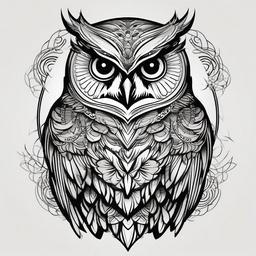 Black and White Owl Tattoo Designs - Embrace classic simplicity with black and white owl tattoo designs.  simple color tattoo,vector style,white background