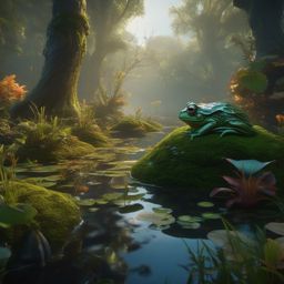 Bullywug Tadpole Learning Swamp Magic detailed matte painting, deep color, fantastical, intricate detail, splash screen, complementary colors, fantasy concept art, 8k resolution trending on artstation unreal engine 5