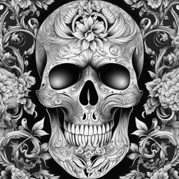 skull tattoo design black and white 