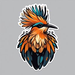 Hoopoe Sticker - A hoopoe with a distinctive crown of feathers, ,vector color sticker art,minimal