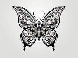 simple tribal butterfly tattoo  simple color tattoo, minimal, white background