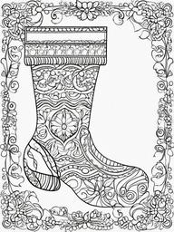 Christmas Stocking Color Sheet  outling,coloring pages,black and whit