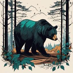 bear in woods tattoo  simple vector color tattoo