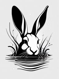 Abstract rabbit in water tattoo. Fluidity in the magical realm.  minimalist black white tattoo style