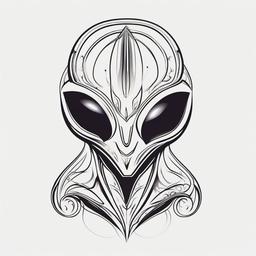 Alien Small Tattoo - Delicate yet impactful small alien tattoo.  simple color tattoo,vector style,white background