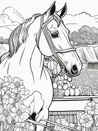 Farm Animal Coloring Pages - Horse with colorful decorations at a fair  simple coloring pages