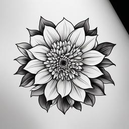 Aster Flower Tattoo - Tattoo featuring the aster flower, symbolizing patience and elegance.  simple color tattoo,minimalist,white background