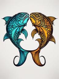 pisces tattoo sketch  simple vector color tattoo