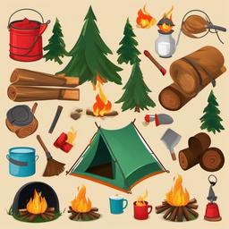 Camping clipart - campfire stories and fun  vector clipart