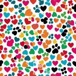 Paw Print clipart - colorful paw prints with hearts  