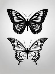 small black butterfly tattoo  simple color tattoo, minimal, white background