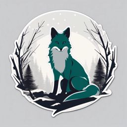 Snowy fox sticker- Winter camouflage, , sticker vector art, minimalist design