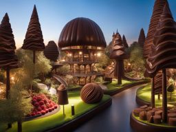 indulge in chocolate wonderland, a world made entirely of chocolate with edible landscapes. 