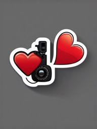 Heartbeat with Camera Emoji Sticker - Capturing moments of love on film, , sticker vector art, minimalist design