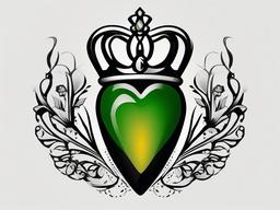 tattoo claddagh design  simple color tattoo,minimal,white background