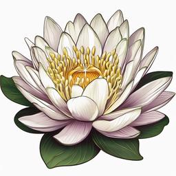 July Birth Flower Water Lily Tattoo-Celebrating July with a birth flower tattoo featuring the water lily, symbolizing purity, enlightenment, and the beauty of life.  simple vector color tattoo