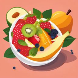 Pawpaw Fruit Salad Clipart - A bowl of fruit salad with pawpaw.  color vector clipart, minimal style