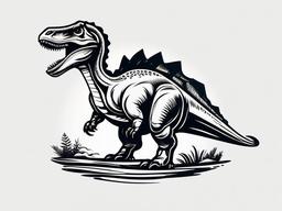 Dinosaur Traditional Tattoo - Embrace classic tattoo style with a traditional-themed dinosaur tattoo.  simple vector color tattoo,minimal,white background