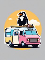 Penguin Ice Cream Truck Sticker - A penguin driving an ice cream truck, spreading joy. ,vector color sticker art,minimal