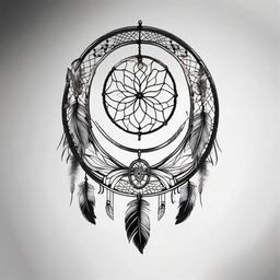 horseshoe dream catcher tattoo  simple color tattoo,minimal,white background