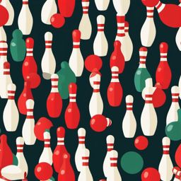 Bowling Pins and Ball Clipart - Bowling pins and ball in a game.  color vector clipart, minimal style