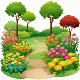 Garden clipart - garden with a pathway  clipart