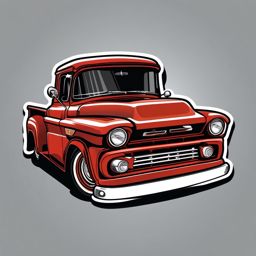 Vintage Pickup Truck Detail Sticker - Classic cargo hauler, ,vector color sticker art,minimal