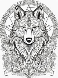 Wolf Coloring Pages - Wolf depicted as a spirit animal  simple coloring pages