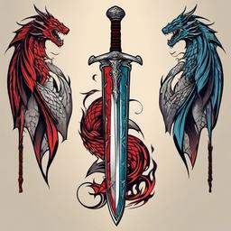 dragonslayer sword tattoo  simple vector color tattoo