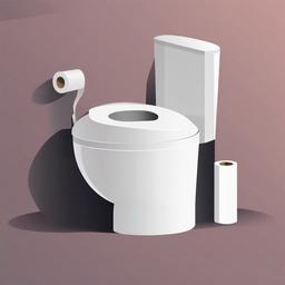 Toilet clipart - toilet paper roll next to a modern toilet  color,minimalist,vector clipart