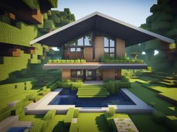 solar-powered eco-house with lush greenery - minecraft house design ideas 