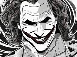 drawing of the Joker's mask  minimal rough sketch scribbles,doodles,black and white