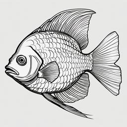 drawing of tilapia fish  minimal rough sketch scribbles,doodles,black and white