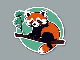 Red Panda Sticker - A playful red panda balancing on a tree branch. ,vector color sticker art,minimal