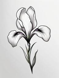 Iris Flower Tattoo - Symbolizes wisdom, faith, and friendship  minimal tattoo design,white background