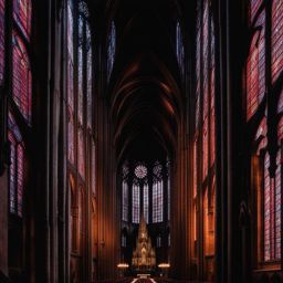 gothic cathedrals, with intricate stained glass, captivate visitors in cologne, germany. 