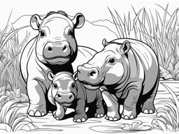 baby hippos cute animals coloring page 