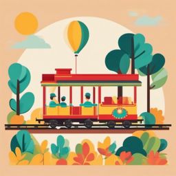 Amusement Train Ride Clipart - A miniature train for amusement park rides.  color vector clipart, minimal style