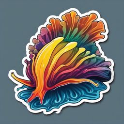 Sea Slug Sticker - A colorful sea slug crawling on the ocean floor, ,vector color sticker art,minimal