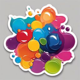 Palette with Paint Drops Sticker - Palette surrounded by dripping paint drops, ,vector color sticker art,minimal