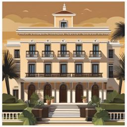 Spanish Colonial Hacienda Sticker - Embrace the architectural richness of a Spanish Colonial hacienda with this elegant sticker, , sticker vector art, minimalist design