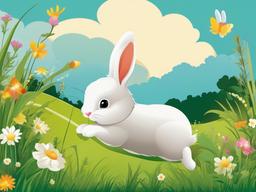 Bunny clipart - bunny hopping through a meadow  