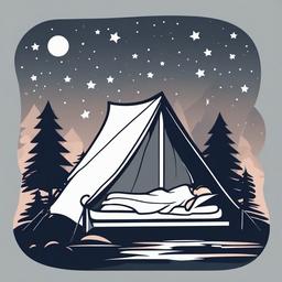 Sleep clipart - person sleeping in a tent under the stars  color,minimalist,vector clipart