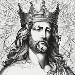 drawing of God with a crown of glory  minimal rough sketch scribbles,doodles,black and white