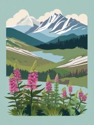 Mountain Woolly Lousewort Clip Art - Woolly lousewort flowers in mountain regions,  color vector clipart, minimal style