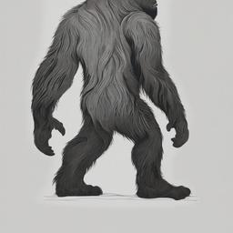 drawing of a bigfoot  minimal rough sketch scribbles,doodles,black and white